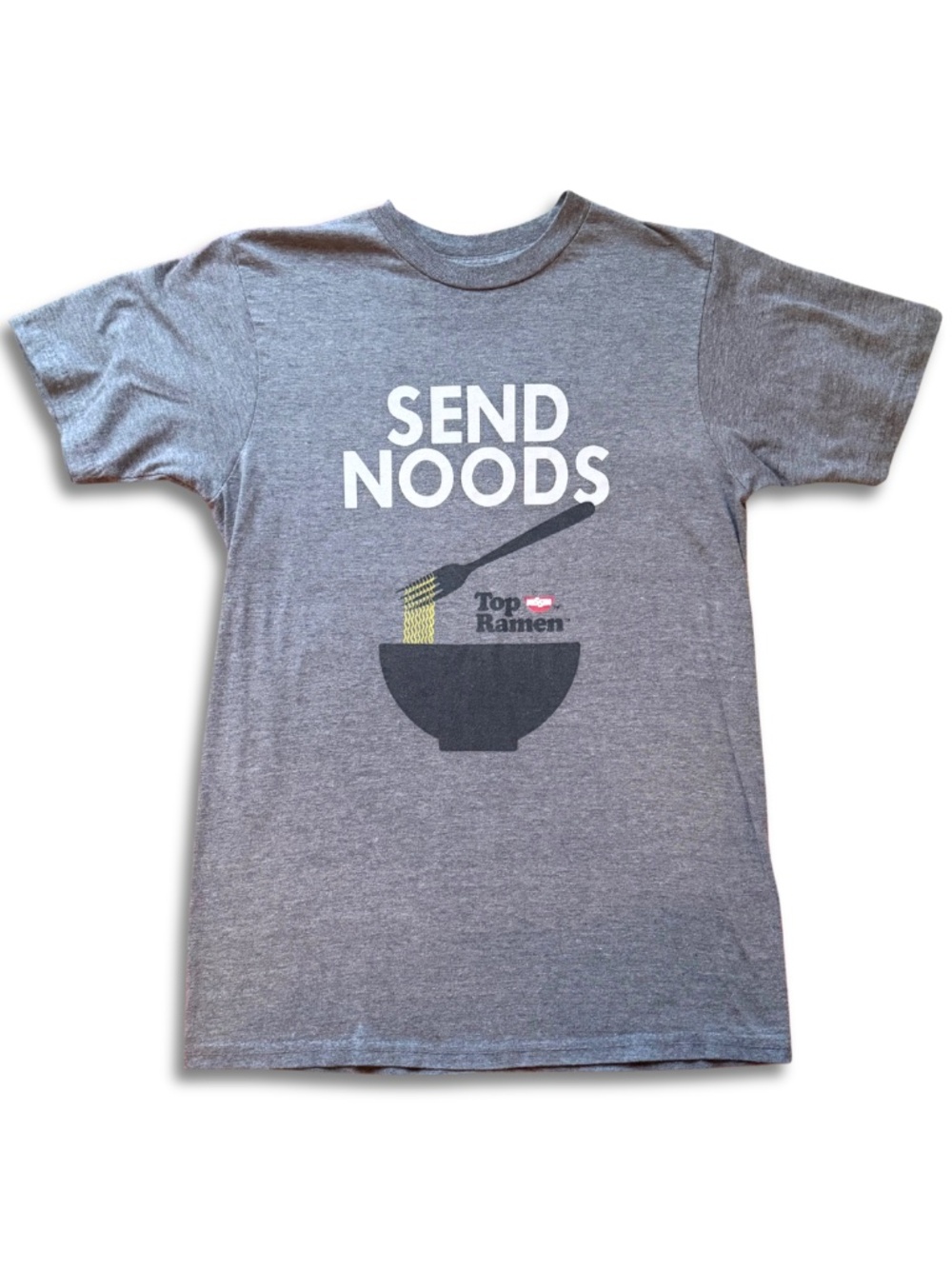 Tee Luv Top Ramen "Send Noods" Graphic T-Shirt in Grey, Size S